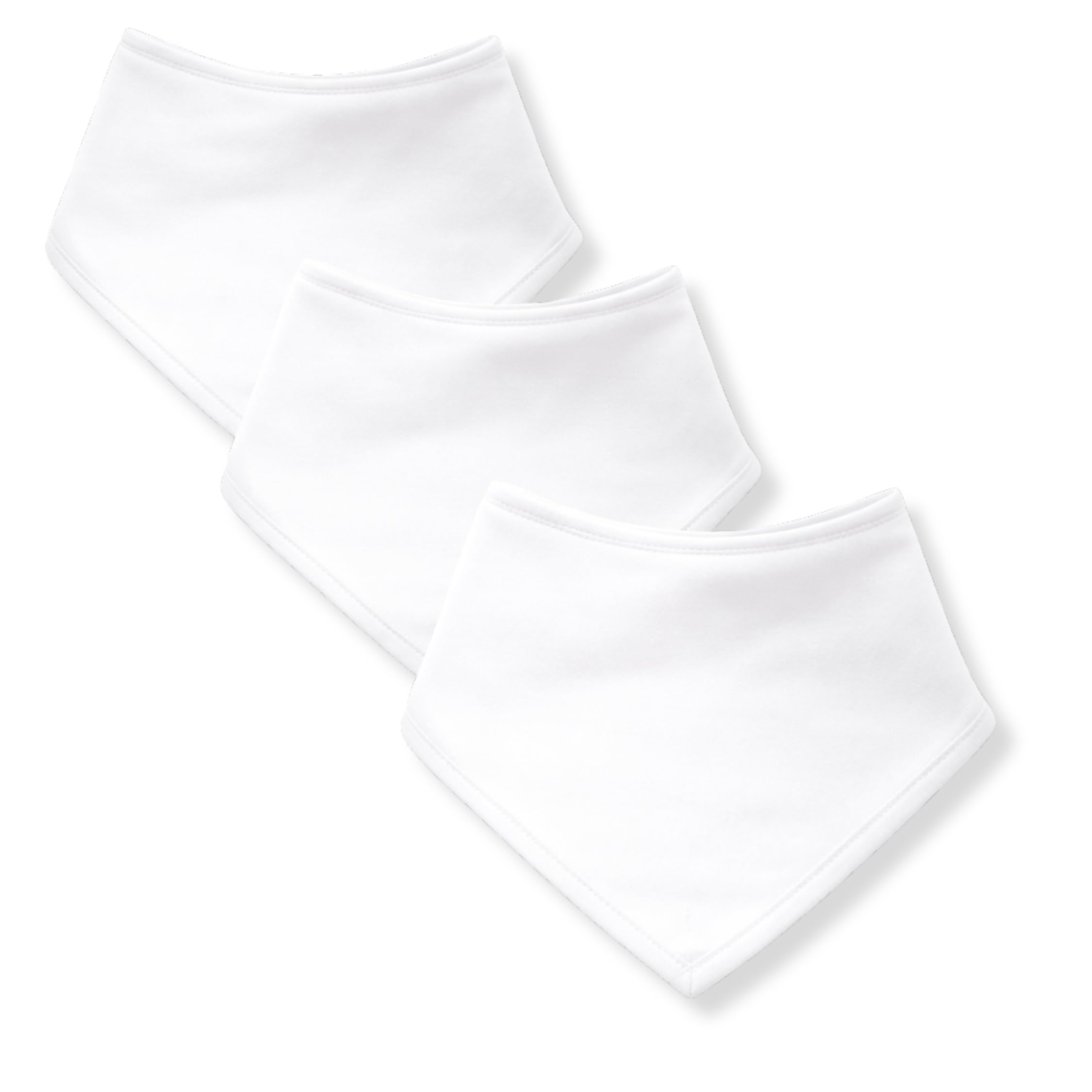 Baby Togs Baby Bandana Bibs 3 Pack, 100% Cotton Dribble Bibs For Boys & Girls 0-24 Months, Teething Bib, Milk Feeding Bib White, One Size