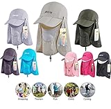 ICOLOR Sun Caps Flap Hats UV 360° Solar Protection UPF 50+ Sun Cap Shade Hat Removable Neck&Face Flap Cover Caps for Man Women Baseball Backpacking Cycling Hiking Fishing Garden Hunting Outdoor Campin