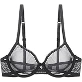 Sheer See Through Bras and Panties Set Unlined Mesh Sexy Lace for Women Plus Size
