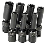 SK Hand Tools 33329 7-Piece 3/8-Inch Drive 6 Point Deep Swivel Fractional Impact Socket Set