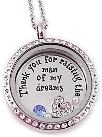 Personalized Thank You For Raising The Man Of My Dreams Floating Charm Locket - Engraved Custom Jewelry - 1278