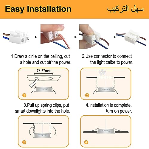 Redare LED Recessed Ceiling Lights,6 Pack 10W Dimmable Smart Downlights RGB+Warm White+Cool White,App Control,Bluetooth Mesh Spotlights 2700K-6500K for Living Room,Bedroom,Kitchen,KTV(10W 6 Pack)