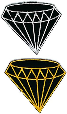 2 of Cute Black and gold Daimond Patch Embroidered DIY Patches Cute Applique Sew Iron on Kids Craft Patch for Bags Jackets Jeans Clothes