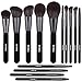 BS-MALL Makeup Brushes Premium Synthetic Foundation Powder Concealers Eye Shadows Silver Black Makeup Brush Sets(14 Pcs, Black)