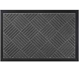 Mibao Low Profile Shoe Scraper Doormat Indoor Outdoor Floor Mat Entrance Rug for Front Door 24" x 36", Gray