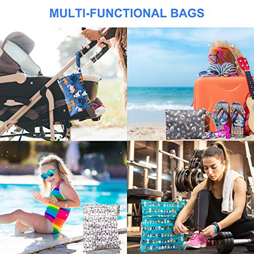 Wet Dry Bag, 4 pcs Waterproof Reusable Baby Cloth Diaper Dry Wet Bags with Zippered Snap Handing, Travel Pool Daycare Soiled Baby Items Yoga Gym Bag for Swimwear Bathing Suit or Wet Clothes,Friend - Thumbnail 3