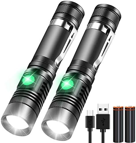 LED Torch USB Rechargeable, Hoxida LED Flashlights Bright 4 Modes Zoom Torches Light Flashlight for Outdoor Camping