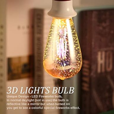 Colorful 3D Fireworks LED Light Bulbs E27 4W ST64 Ball Lights Holiday