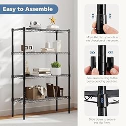 DUMOS 4 Tier Metal Wire Rack Shelf Heavy Duty
