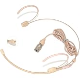 XGWTH Headworn Headset Microphone Compatible with Audio-Technica Bodypack | Condenser Omnidirectional Double Over Ear Earset Headband Mic for Wireless Transmitter System Hirose 4 Pin Plug
