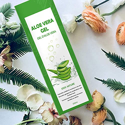 CUSMAY Aloe Vera Gel – Natural Aloe Vera Gel for Face, Body, Hands and Hair Moisturizing and Soothing – for Acne and Sunburn, 250 ml