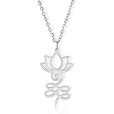 Amaxer Adjustable Unalome Lotus Necklace for Women Yoga Meditation Spiritual Buddhist Symbol Hindu Jewelry