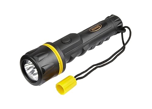 Ring Shockproof Rubber LED Torch With Non-Slip Grip - 2 x AA Batteries Included