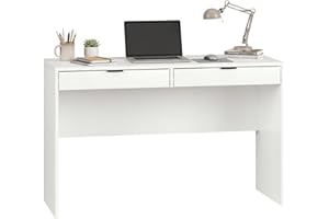 Prepac 46" Writing Desk – Computer Desk with 2 Drawers, White Office Desk for Home Office or Bedroom