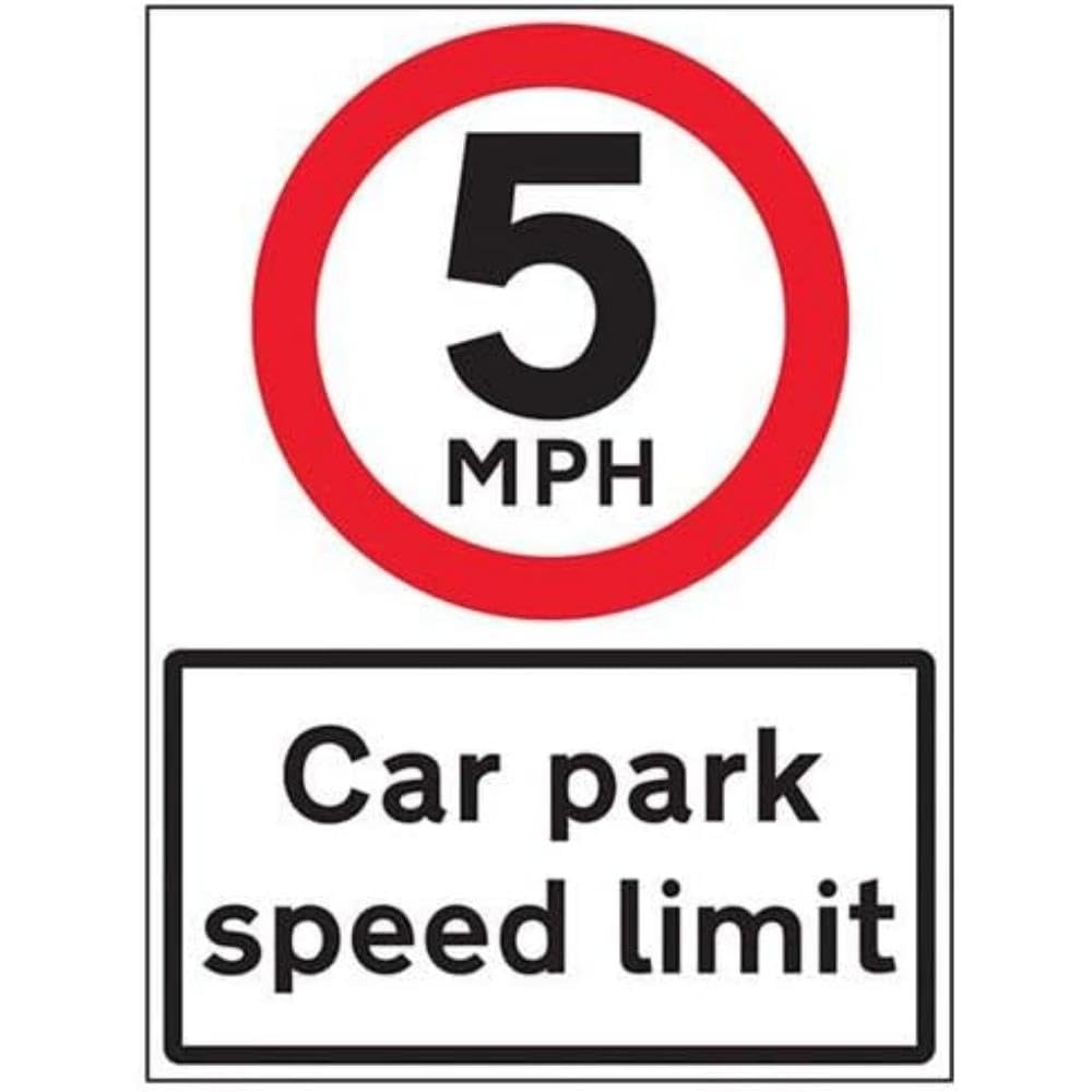 V Safety 5 MPH Car Park Speed Limit W/Channel - 3mm Alucomp Ra1 Antigraff - 450x600mm