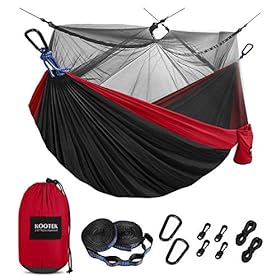 Kootek Camping Hammock with Net Double & Single Portable Hammocks Parachute Lightweight Nylon with Tree Straps for… 51TEh0CgFbL