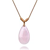 Labradorite Necklace, Natural Grey Moonstone Necklace for Boho Necklace, Handmade Wax Cord Leaf Shape Labradorite Stone Jewelry for Unisex.