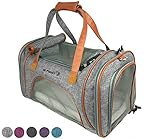 Mr. Peanut's Airline Approved Soft Sided Pet Carrier, Low Profile Luxury Travel Tote with Premium Zippers, Fleece Bedding & Safety Lock, Perfect for Cats and Small Dogs (Platinum Gray)