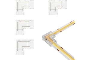BTF-LIGHTING FCOB COB 8mm Transparent Gapless L-Shaped Connector kit 4pc L-Shaped 2pin 8mm Clear Connector Suitable for FCOB 
