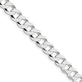 The Black Bow Men's 6.8mm Sterling Silver Solid Flat Curb Chain Necklace