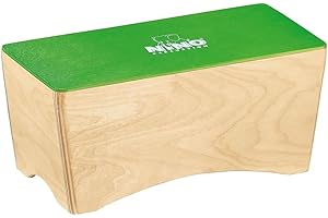 Nino Percussion Kids' Bongo Cajon with High and Low Pitch Surfaces, Baltic Birch-NOT Made in China-Red, for Classroom Music or Playing at Home, Green, inch (NINO931GR)