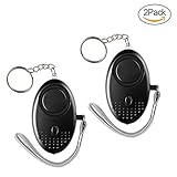 Personal Alarm, IEKA 2Pack 140 DB Emergency Safety key Chain Siren, Self-Defense Security Safe Sound Alarm with Mini LED Flashlight Best for Kids, Women, Elderly and Night Workers( Black )