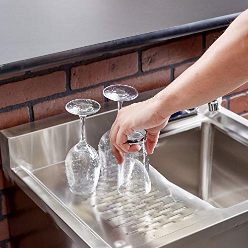 Stainless Steel Single One Compartment Bar Sink with Right Drainboard 19 x 24