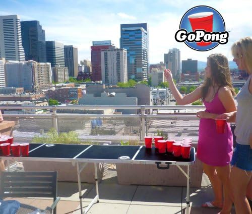 Beer pong table with feet design, ideal for parties and events, price $79.99.