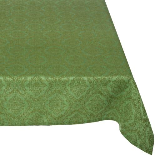 Mahogany Square Jacquard Tablecloth, 60 by 60-Inch, Medallion Green