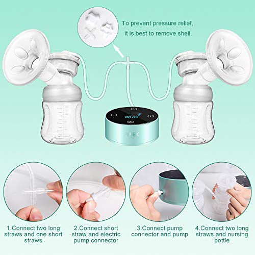 Electric Breast Pump, Rechargeable Portable Double Pumps Electric Nursing Breast Massage Breastfeeding Pump