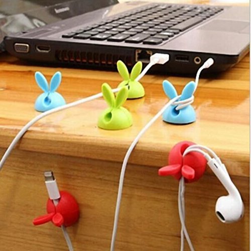 Drhob 4PCS Rabbit ears Multipurpose Cable Drop Wire Cable Drop Clips Holder Organizerï¼ˆRandom Colorï¼‰