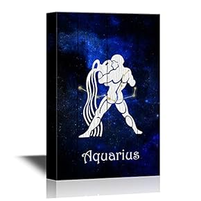 12 Zodiac Signs Constellation Canvas Wall Art - Aquarius - Gallery Wrap Modern Home Art | Ready to Hang - 12x18 inches