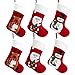 Christmas Holiday Stockings Christmas Hanging Bags 6PCS Red Felt Xmas Tree Decorations Santa Snowman Reindeer Treat Bag