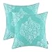 CaliTime Pack of 2 Cozy Throw Pillow Cases Covers for Couch Bed Sofa Manual Hand Painted Print Vintage Mandala Floral 18 X 18 Inches Turquoise