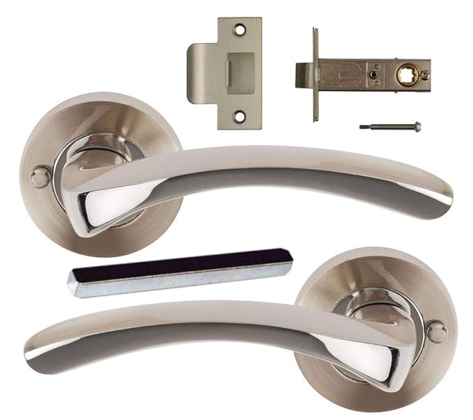 Arc Polished Chrome/Satin Nickel Push Button Privacy Door Handles on