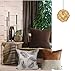 Kdays Halftan Pillow Cover Cognac Leather Decorative Throw Pillow Case Farmhouse Trendy Sofa Couch Cushion Covers Modern Minimalist Color Block Pillow Cover 18x18 Inches