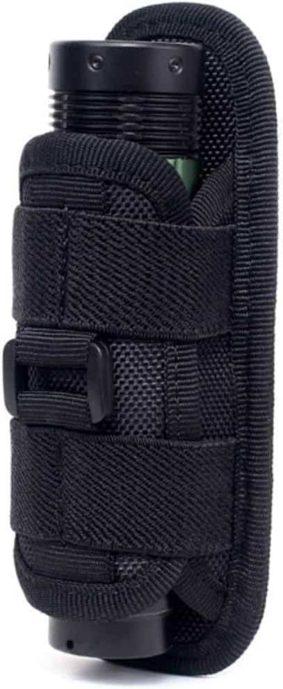 HOUSON Tactical Flashlight Holster，Flashlight Holder Hunting Light Holder Torch Carry Case 360-Degree Flashlight Pouch Holster for Outdoor Hunting Camping Hiking Black