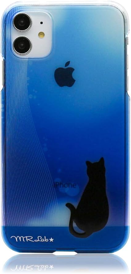 Amazon Co Jp Mrlab Iphone11ケース アイフォン11ケース かわいい ハードケース ブルー 黒猫 392 家電 カメラ