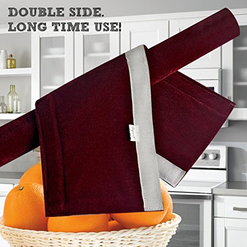 Sheskind Refrigerator Door Handle Cover Kitchen Appliance Decor Handles Antiskid Protector Gloves for Fridge Oven Keep off Fingerprints,Liquid,Oil Stain,Food Spot,2 pieces (16" 4", Burgundy)