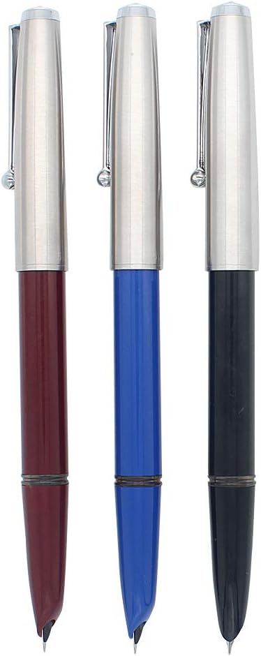 SIPLIV Set of 3 Jinhao 51A Stainless Steel Cap Fountain Pen Set Stationery School Office Supplies Stationery Gift, EF Nib - Image 3