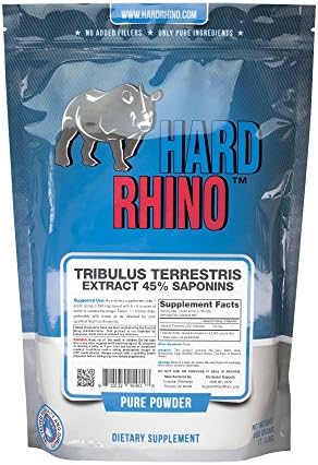 Hard Rhino Tribulus Terrestris 45% Saponins Extract Powder, 500 Grams (1.1 Lbs), Unflavored, Lab-Tested, Scoop Included