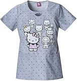 Tooniforms 6769VB Women's Round Neck Bow Front Scrub Top Hello Kitty Family