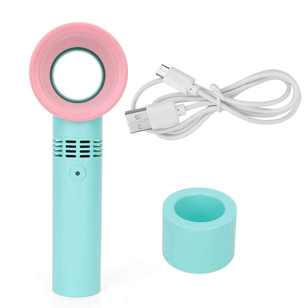 Agatige Mini Eyelash Fan Dryer, Portable Hand Held USB Rechargeable Mini Fan Dryer Bladeless Handheld Fan Air Conditioning Blower for Essential Eyelash Extension Supplies(Blue)
