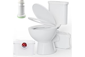 Little Meerkat Upflush Toilet System For Basement, 600 Watt Macerating Toilet With AC Vent, Macerator Pump With 4 Water Inlets Connect Sink, Bathroom, Shower