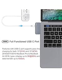 Towond   Adaptador USB C 3 en 1 para MacBook Pro 2018 2017 2016 de 13 pulgadas (15''), color gris