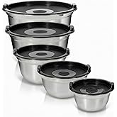 WHYSKO Stainless Steel Mixing Bowls with Lids Set - 5 Rustproof Metal Nesting Mixing Bowls Set for Kitchen, Meal Prep, Baking, Cooking, Storage, Dishwasher Safe - .75, 1, 1.5, 3 and 5 qt bowls