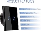 CNBINGO Touch Light Switch 2-Gang 1-Way Black Glass Backlit 240V 500W view 5