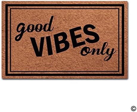 BLINY Doormat Entrance Floor Mat Good Vibes Only Funny Door Mat Indoor Outdoor Decorative Doormat Non-woven Fabric Top 18"x30"