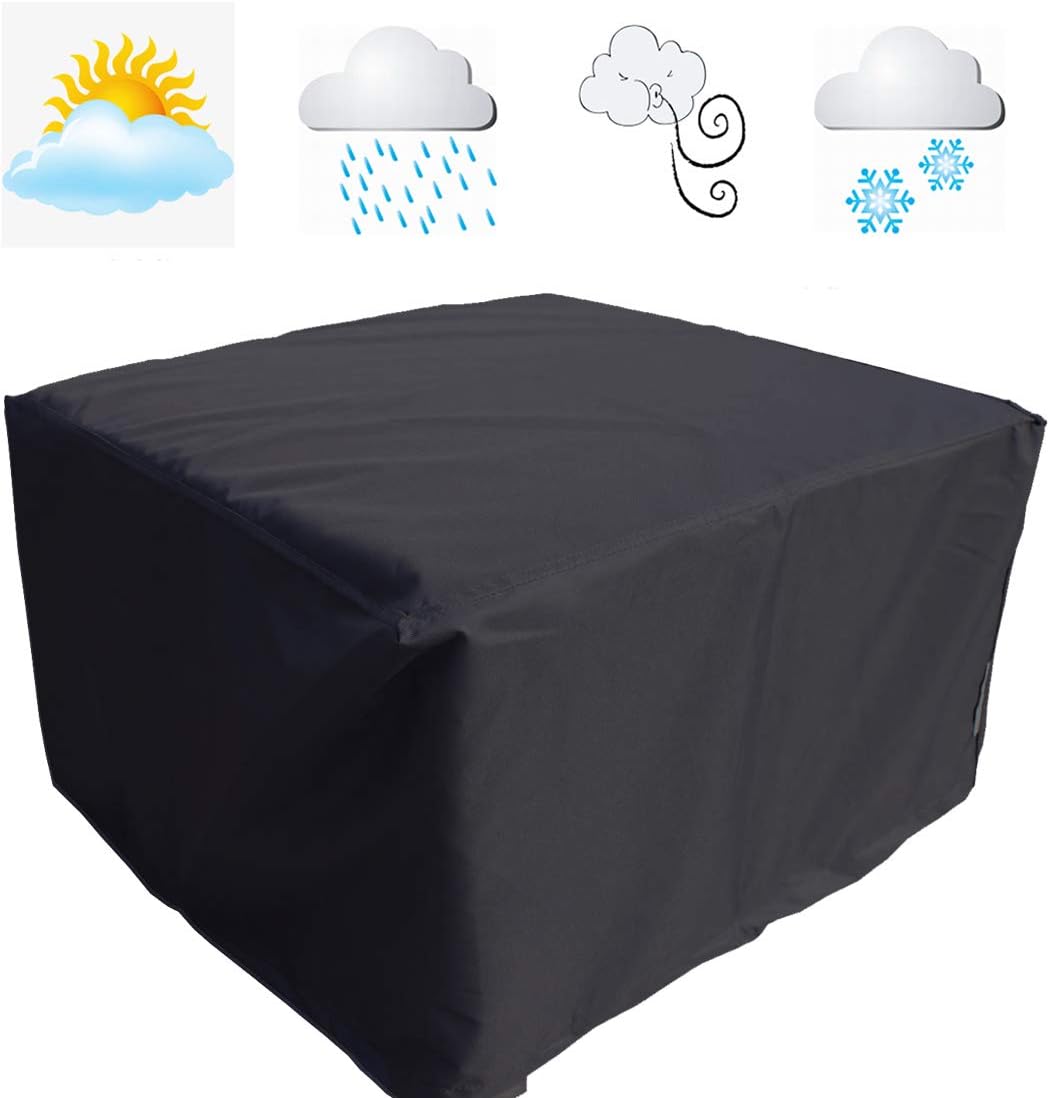 FLR 97x97x35in Patio Table Cover Square Black Waterproof Outdoor Dinner Protector Dust-Proof Table Desk Cover Furniture Covers with Storage Bags for Garden Outdoor Indoor Furniture