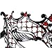 Signstek Glossy Metal Filigree Phantom Half Eye Mask for Venetian Masquerade (Black/Red Stones)